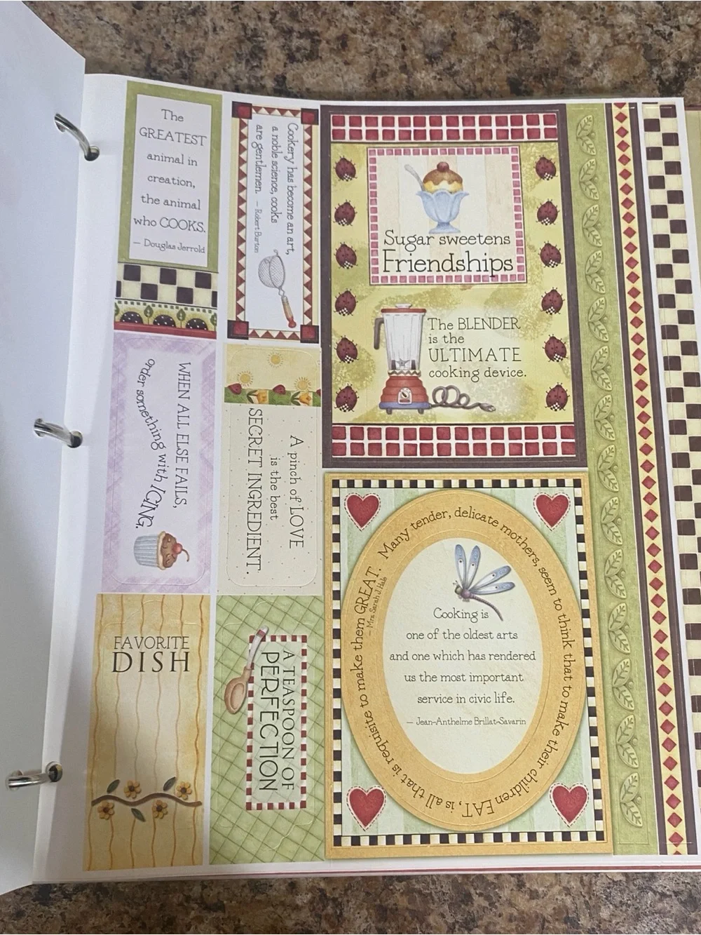 Classic Red Recipes Binder with Fruit Basket Illustration